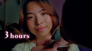 ASMR 3Hrs Brushing You ️ Slow & Fluffy Face Brushing For Sleep & Focus (Whispered to No Talking)