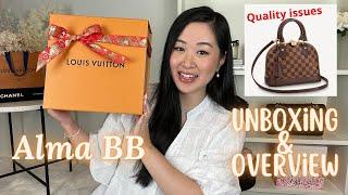 LOUIS VUITTON ALMBA BB DAMIER EBENE UNBOXING 2022 | FIRST IMPRESSIONS, QUALITY ISSUES & MOD SHOTS