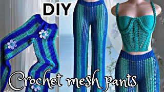 Crochet striped mesh pants | crochet summer cover up beach pants