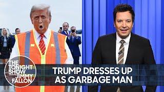 Trump Plays Dress Up as Garbage Man, Piles on Bronzer at Dumpster Fire Campaign Event | Tonight Show