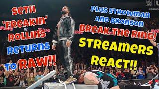 Seth Rollins Returns on Raw! Plus Strowman and Reed break the ring! - Streamers React!! #wwe #wweraw