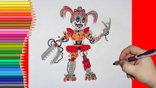 How to draw Scrap Baby, FNaF, Как нарисовать Скрап Бэйби, ФНаФ