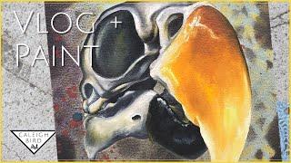 Studio Vlog + Parrot Skull Oil Painting