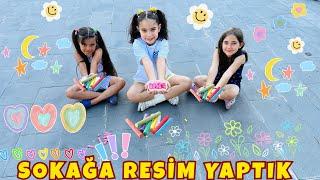 SOKAK TAŞLARINA RESİMLER ÇİZELİM !! ELİF KANKALARI İLE RESİM YAPMA YARIŞMASI !!