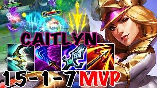 WILD RIFT CAITLYN ADC GAMEPLAY | 15 -1 -7 MVP | CAITLYN BUILD RUNES