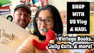 Thrift With Us Vlog For Old Books, Jelly Cats, & More / Huge Vintage Haul for Junk Journals & Crafts