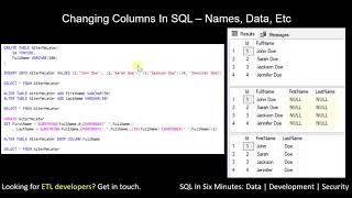 Changing Column Data, Types or Values In T-SQL (or SQL)