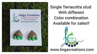 Single terracotta stud with different color combinations | #lingacreations |#handmade |#airdryclay