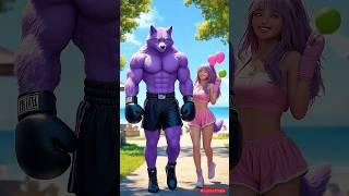 Revenge Of Wolf  | Purple Wolf  White Lion| #catfunny #cat #cartooncat #avengers #shorts