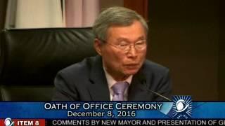 Off-Kilter Barry Chang Goes Off For The Last Time As Mayor, Oath of Office Ceremony 12-8-16