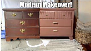 MODERN Furniture Makeover | FLUTED drawers | DIY BASE| TRENDING color