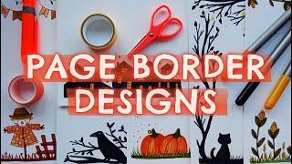 8 BORDER DESIGNS to draw  PROJECT FILE decoration ideas WITH HALLOWEEN and FALL DRAWINGS