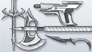 How to DESIGN AWESOME WEAPONS! Draw your own guns, swords, axes, knives and more!