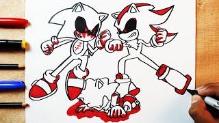 COMO DIBUJAR a SONIC.EXE VS SHADOW.EXE Y SONIC