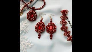 Красные серьги ручной работы. Chic earrings made of red crystals with Austrian crystals 