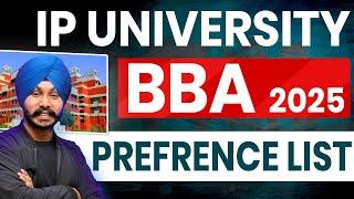 IPU BBA 2025 Preference List | BBA Rank wise colleges | IP University Admission 2025