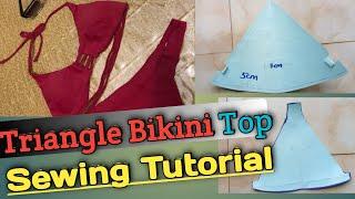 DIY TRIANGLE BIKINI TOP SEWING TUTORIAL. HOW TO SEW A TRIANGLE BIKINI TOP,EASY DIY