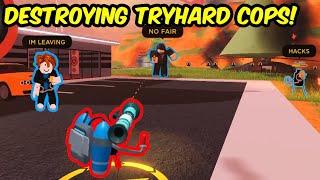 DESTROYING TRYHARD COPS IN A TRYHARD SERVER! | Roblox Jailbreak