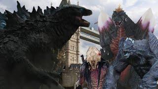 Godzilla sees SpaceGodzilla, Leatherback and Feral Predator awakening