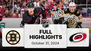 NHL  Highlights | Bruins at Hurricanes | October 31, 2024