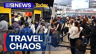 Christmas travel plans under threat as Sydney rail and airport strikes begin | 9 News Australia