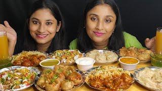 Indian Street Food challenge panipuri,Dahipuri, momos ,veg Hakka Noodles with Chicken Manchurian