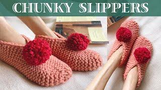 CHUNKY KNIT SLIPPERS for Beginners (Step-by-Step Tutorial)