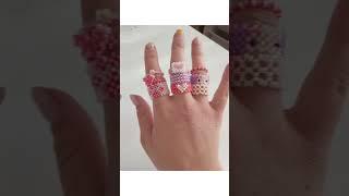 Розовые кольца из бисера  #хочуврек #tiktok #бисероплетение #идеи #розовое #кольцаизбисера