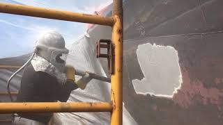 Blasting Ship Hull using Sponge Media Abrasive