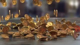 #Футаж монеты биткойна падают как золото ◄4K•HD► #Footage bitcoin coins fall like gold