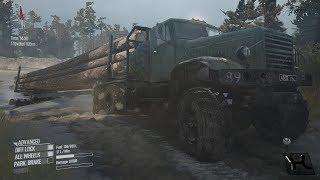 Spintires: MudRunner - KRAZ 255 delivering long logs - Island map