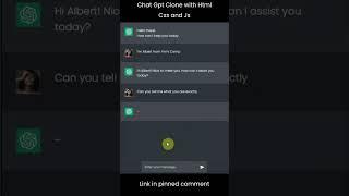 Chat Gpt Clone With Html Css and Javascript  #shorts #chatgpt #html #css #javascript #programming