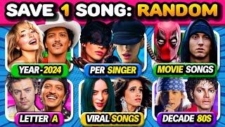 SAVE ONE SONG  RANDOM Rules (6 SONGS) Save your Favorite Tracks! | Music Quiz 2024