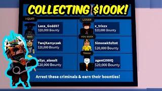 ARRESTING $100,000 TOTAL BOUNTY CRIMINALS in Roblox Jailbreak!