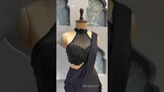 Black  ready to wear saree with latest new designer blouse for party/wedding/farewell#saree#shorts
