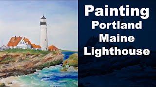  how to paint Portland Maine Lighthouse. Portland Head Light painting