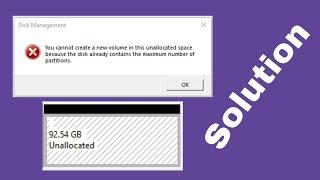 Create a new volume in the unallocated space