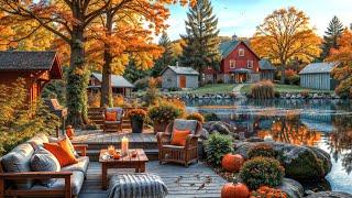 Cozy Autumn Morning Jazz  Outdoor Lakeside Coffee Ambience with Smooth Jazz Music for Relax, Work