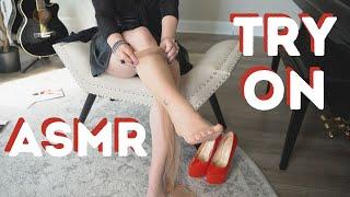 ASMR No Talking | Ultra Sheer Pantyhose Try On Haul with Stiletto High Heel Pumps