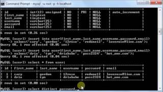 Playing with MYSQL in command shell