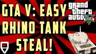 GTA V How to Steal Rhino Tank EASILY! GTA V tips, tricks, and secrets! "GTA V Tank" "GTA V Rhino"