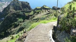 Hiking down from cliffs of Cabo Girão near Funchal in Madeira