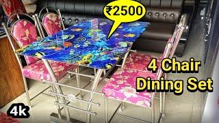 Stainless Steel Dining Table With Glass 4 Chair Wholesale price full Review