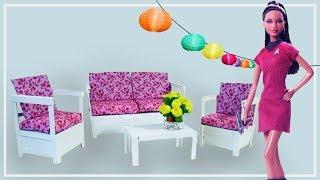 DIY Miniature Garden Seating Group with Sofa / Chair / Table for Barbie Dolls
