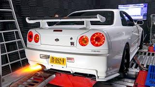 800HP Nissan Skyline R34 GTR - Dyno Run and INSANE Launches!