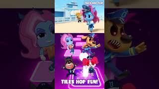 SHERIFF LABRADOR EXE vs SHERIFF PAPILLON vs DOBIE EXE X Coffin Dance Tiles Hop #shorts