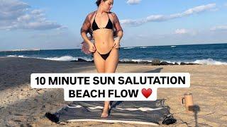 10 Minute Sun Salutation Beach Flow | Yoga with Suzie