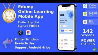 Online Learning Mobile App | UI Kit | Flutter | Figma FREE | Edumy