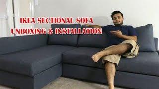 UnBoxing & Assembling - IKEA FRIHETEN- Skiftebo dark gray-Sleeper Sectional 3 seat Sofa with storage