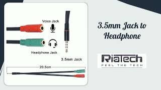 RiaTech 1 Male to 2 Female 3.5mm Audio Jack to Headphone Microphone Splitter Converter Adaptor Cable